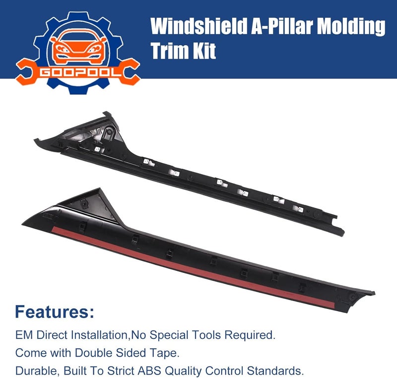 Goopool طقم تزيين عمود الزجاج الأمامي الجانبي الأيسر متوافق مع فورد إكسبلورر 2011-2019 بدلاً من: 926-450، BB5Z7803137AA، BB5Z7803145AA - Image 3